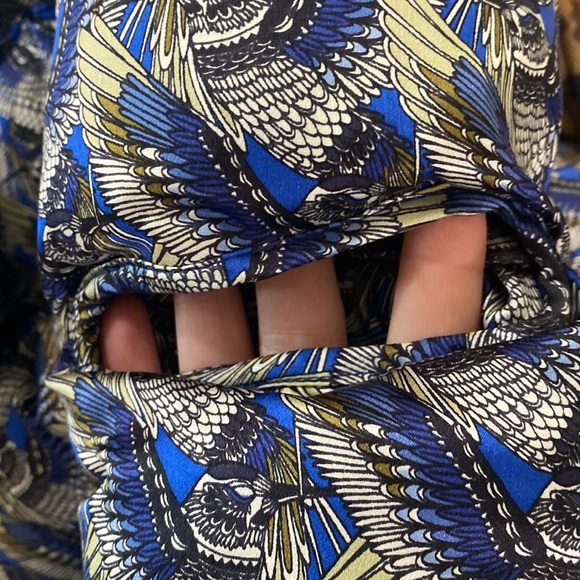 Thomas Wylde silk blue hummingbird print goose down puffer jacket size M - Picture 8 of 16